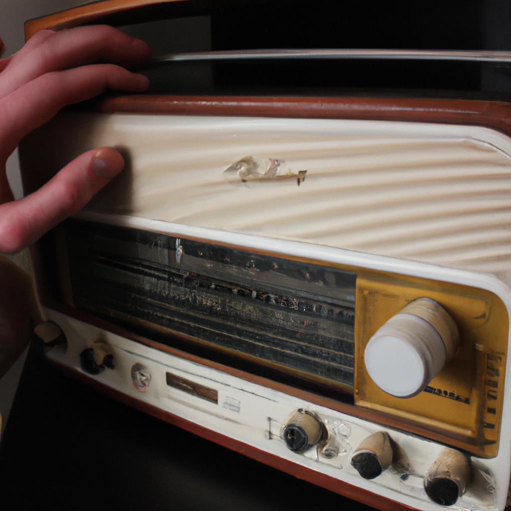 Person using a vintage radio