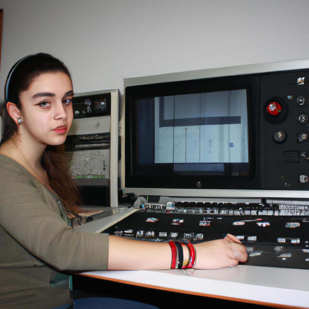 Student studying radio broadcasting