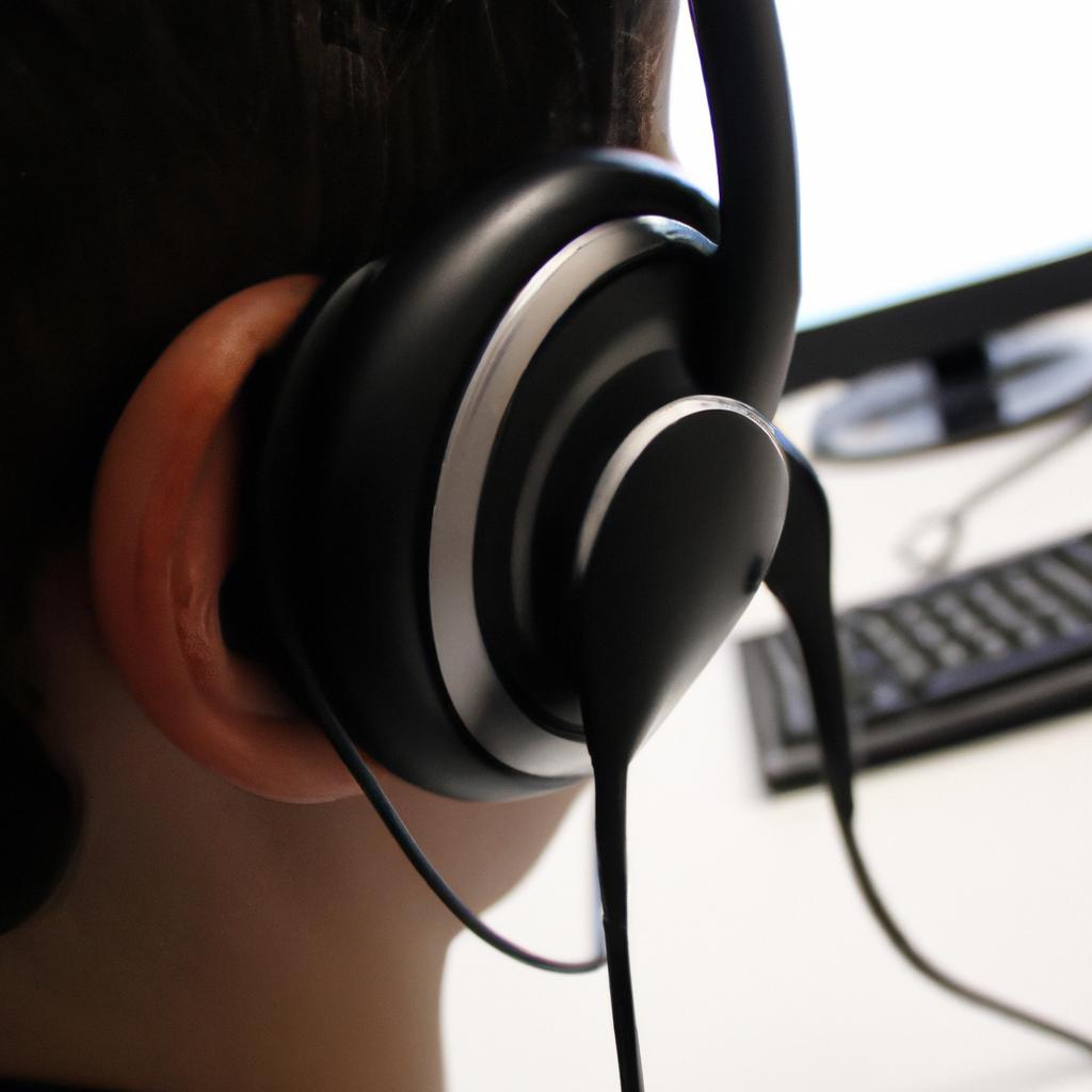 Person using a computer headset