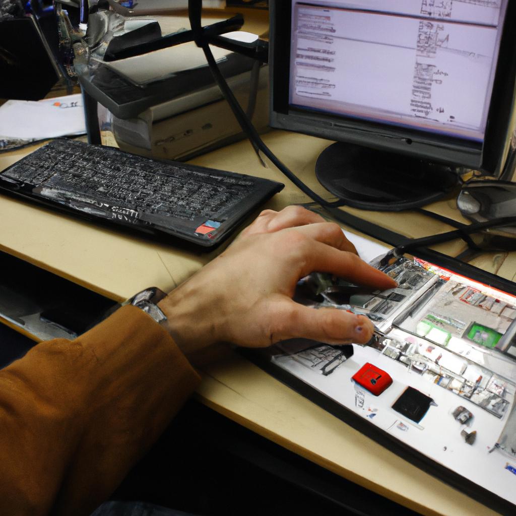 Person operating radio broadcasting equipment